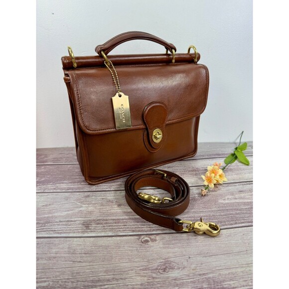 Vintage COACH Willis #9927 Brown Leather Crossbody HandBag Beautiful Condition - Picture 12 of 17